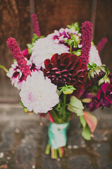Beautiful and dramatic bouquet with magenta and light pink flowers - Photo by Ryan Flynn Photography